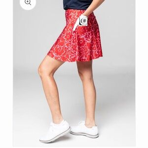 Women’s XS Galway Golf Skirt in Red Floral Edge EMYVALE GOLF